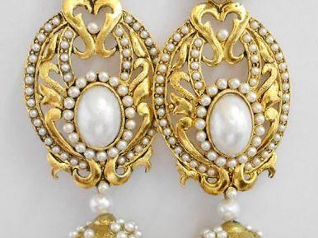 Gold Big Traditional Earring - 1