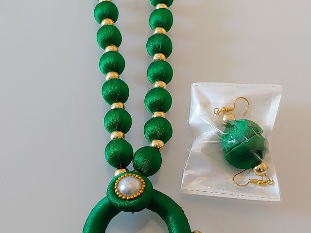 Thread Green Necklace Set - 1