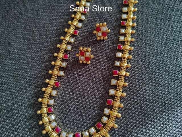 Long Haar Set Red White Gold - 1