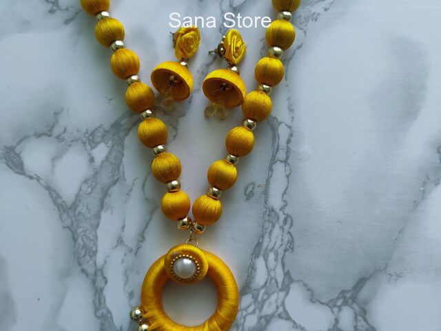 Yellow Thread Necklace Set - 1